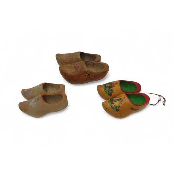 DUTCH Miniature CLOGS Wooden Hand-Painted 3 Sets Holland Vintage - Picture 5 of 13